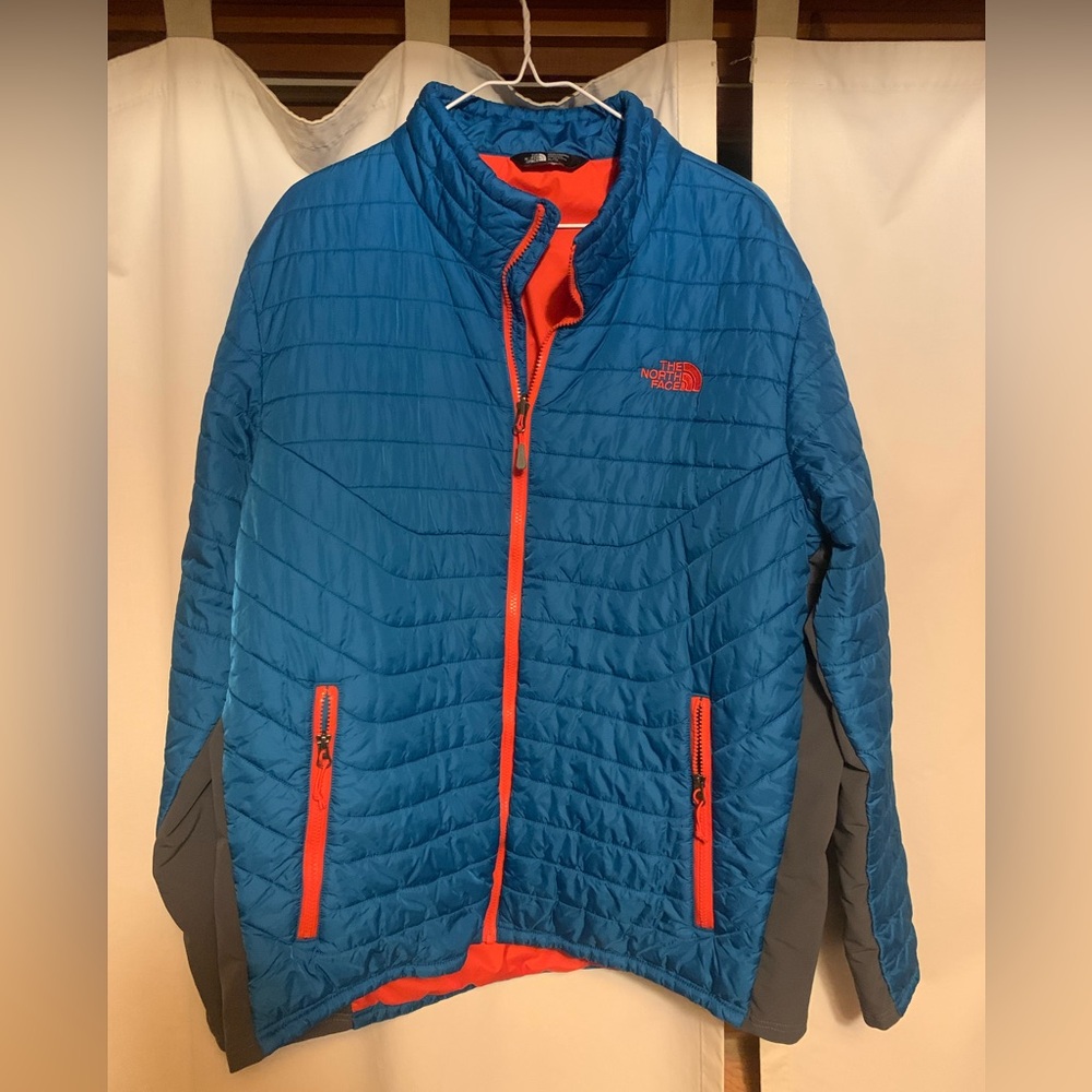 North Face Puffer Coat XL - bright blue and orange